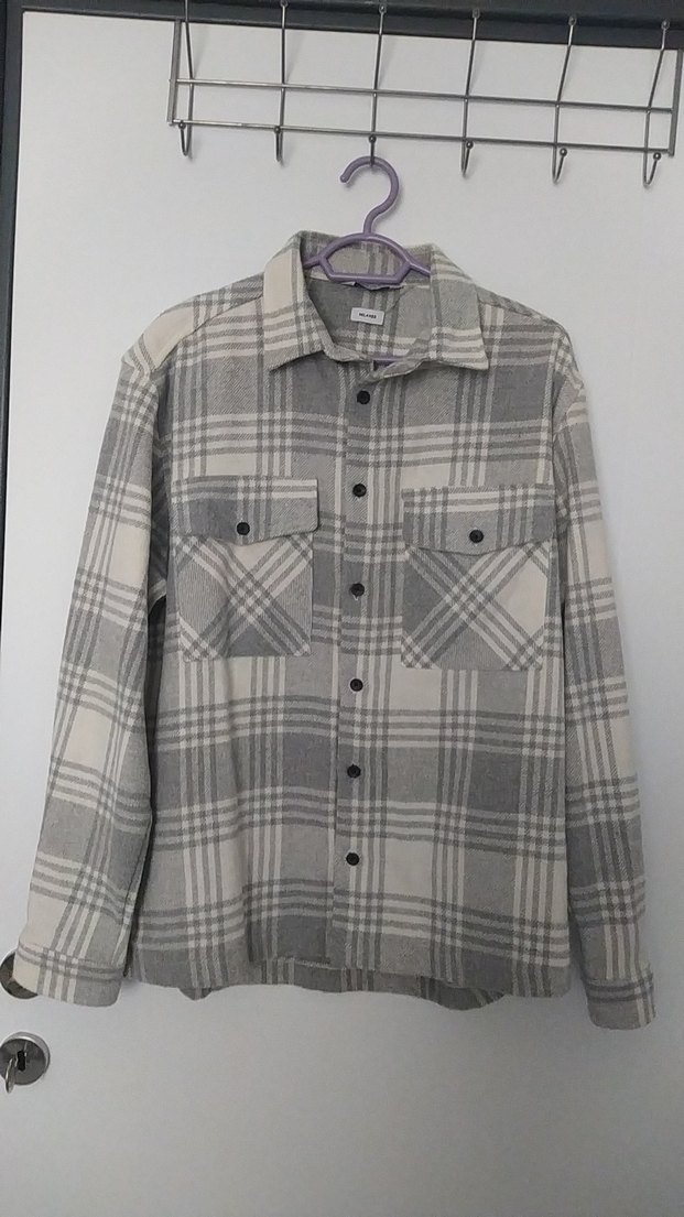 Gri Ekose Desenli Düğmeli erkek gömlek - Görsel 2