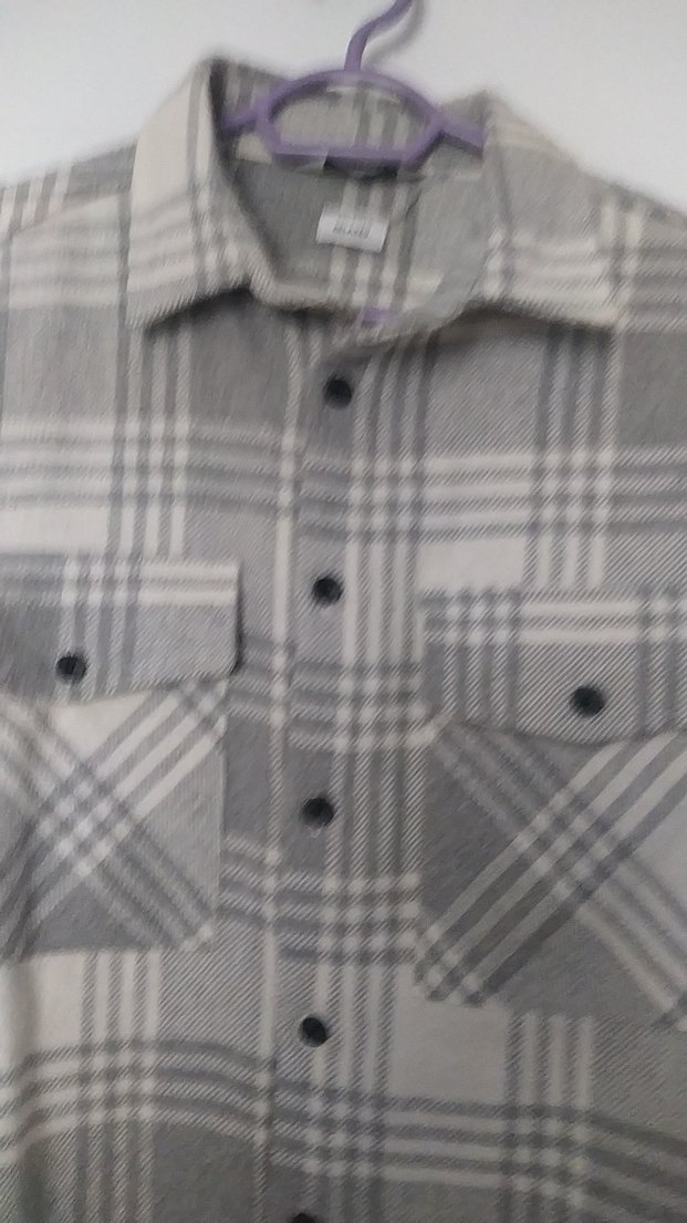 Gri Ekose Desenli Düğmeli erkek gömlek - Görsel 4