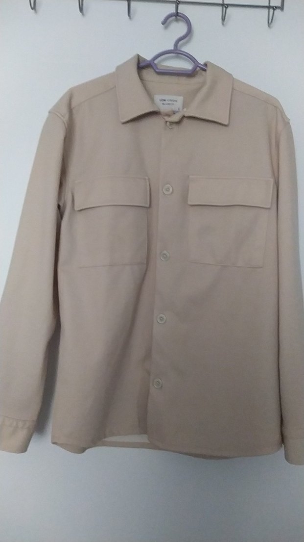 Bej Düğmeli Erkek Uzun Kollu Gömlek - Görsel 5