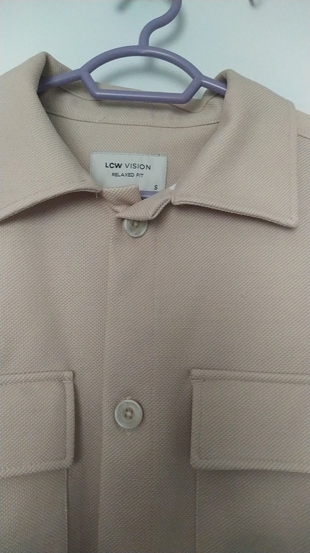 Bej Düğmeli Erkek Uzun Kollu Gömlek - Görsel 4