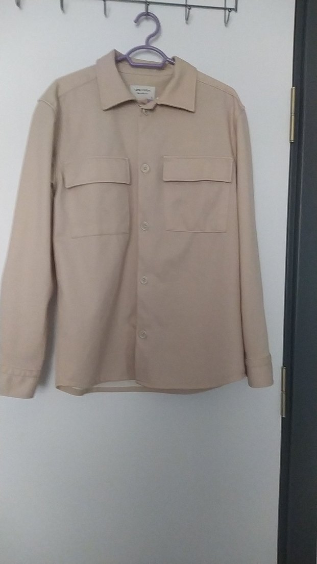 Bej Düğmeli Erkek Uzun Kollu Gömlek - Görsel 2