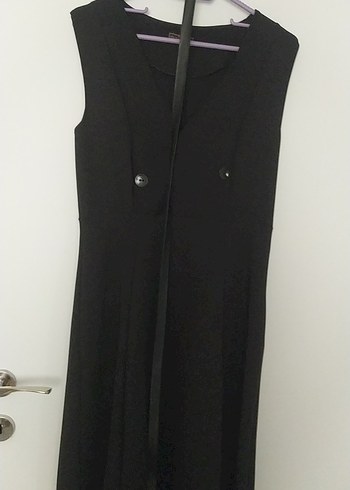 Siyah Uzun Kesim İnce Askılı Kadın Elbise - Görsel 4