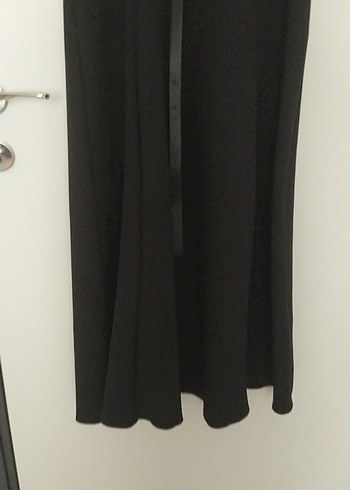 Siyah Uzun Kesim İnce Askılı Kadın Elbise - Görsel 3