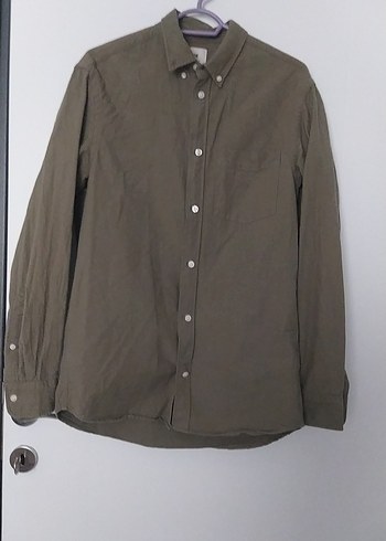 Bej Erkek Keten Gömlek, Düğmeli, Uzun Kollu - Görsel 2