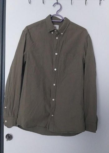 Bej Erkek Keten Gömlek, Düğmeli, Uzun Kollu - Görsel 5