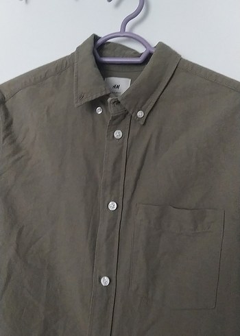 Bej Erkek Keten Gömlek, Düğmeli, Uzun Kollu - Görsel 4