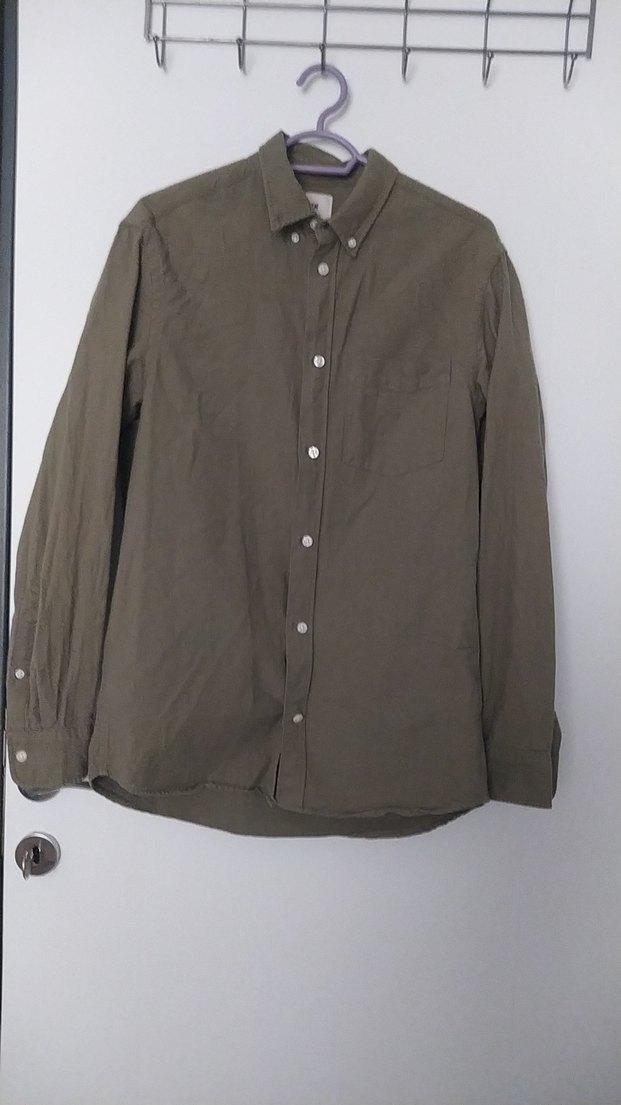 Bej Erkek Keten Gömlek, Düğmeli, Uzun Kollu - Görsel 2