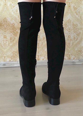 Siyah Süet Dizüstü Çorap Çizme - Görsel 4