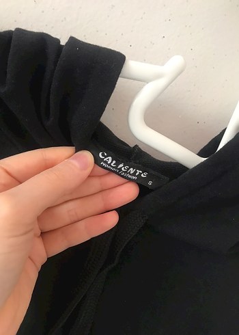 Siyah, Kapüşonlu, Uzun Kollu Sweatshirt - Görsel 4