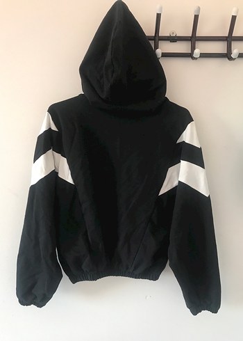 Siyah, Kapüşonlu, Uzun Kollu Sweatshirt - Görsel 6