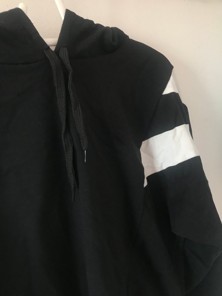 Siyah, Kapüşonlu, Uzun Kollu Sweatshirt - Görsel 3