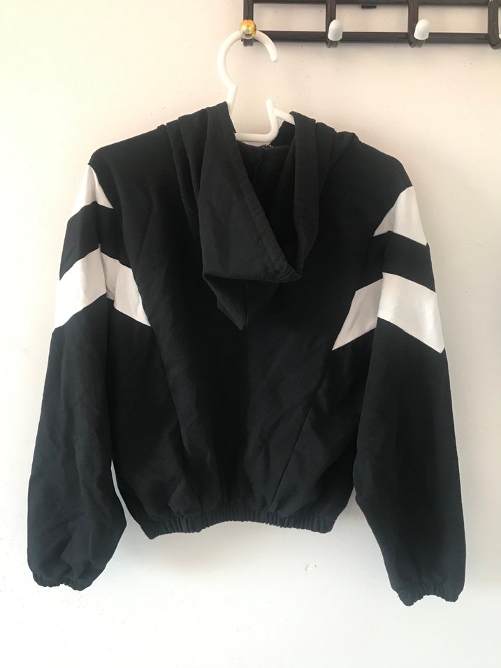 Siyah, Kapüşonlu, Uzun Kollu Sweatshirt - Görsel 5