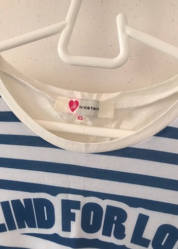 KOTON Mavi Çizgili Baskılı Tişört - Görsel 4