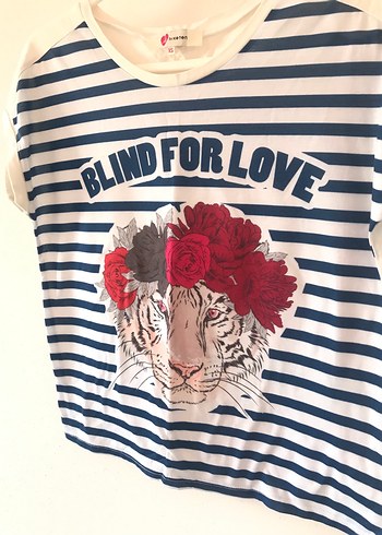 KOTON Mavi Çizgili Baskılı Tişört - Görsel 2