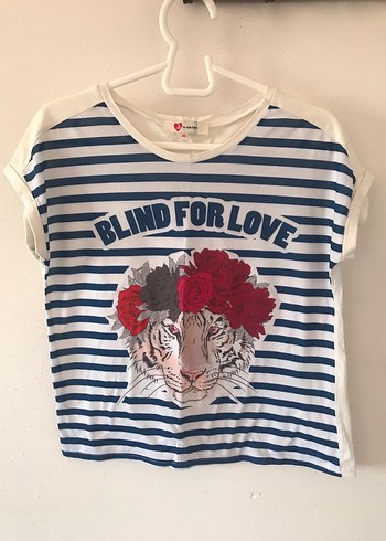 KOTON Mavi Çizgili Baskılı Tişört - Görsel 3