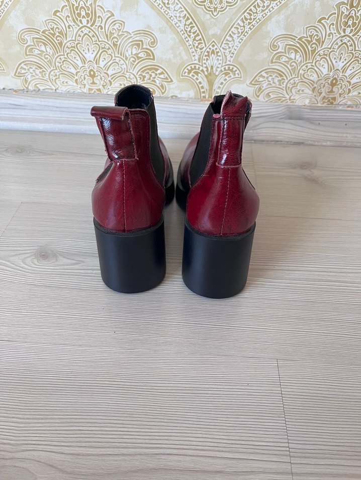 Kırmızı Deri Kadın Topuklu Bot - Görsel 3