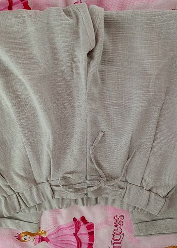 Kadın Bej Keten Pilili Rahat Kesim Pantolon - Görsel 2