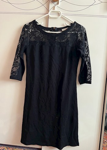Dantel Detaylı Siyah mini elbise - Görsel 4