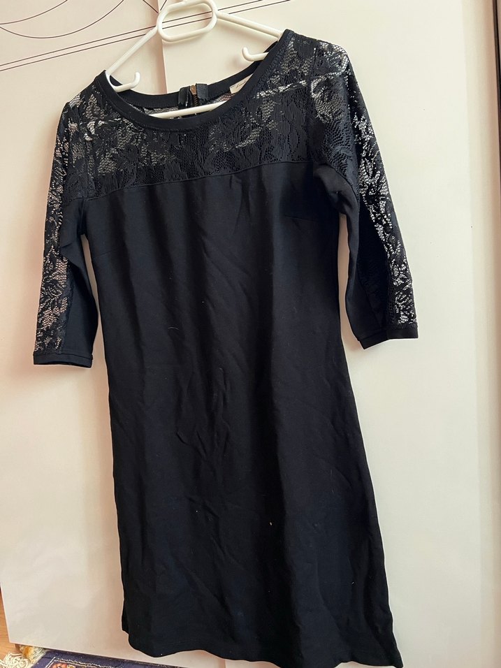 Dantel Detaylı Siyah mini elbise - Görsel 2