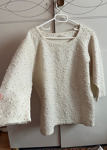 Beyaz Kısa Triko Kadın Kazak - Görsel 4