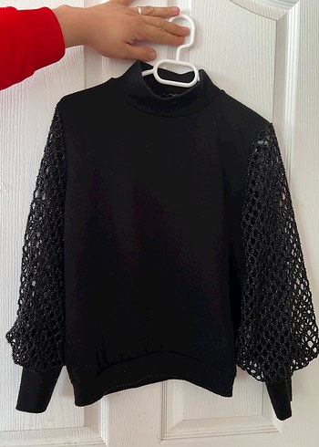 Dantel Detaylı Siyah Triko bluz - Görsel 3