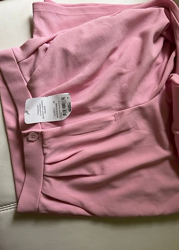 Düğmeli Pembe Midi Kadın Kumaş Pantolon - Görsel 2