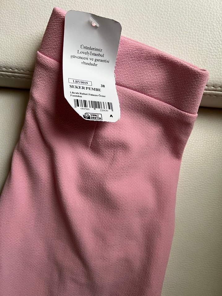 Düğmeli Pembe Midi Kadın Kumaş Pantolon - Görsel 4