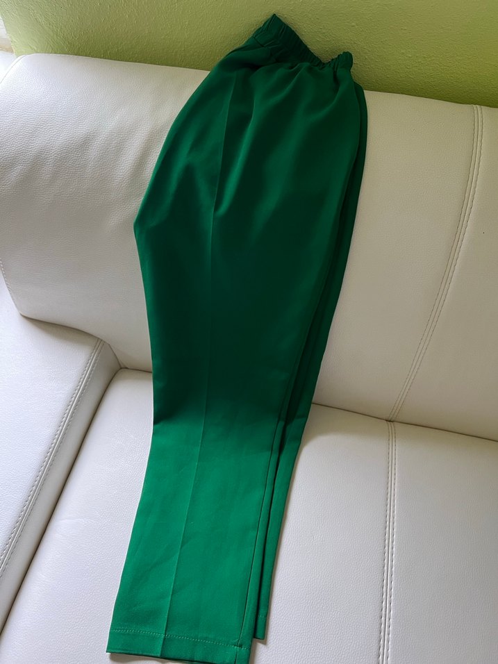 Kadın Yeşil kumaş pantolon - Görsel 4