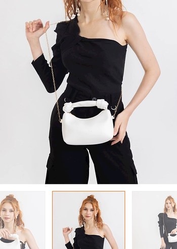 Gri Zincir Detaylı Kadın Günlük Çanta - Görsel 4