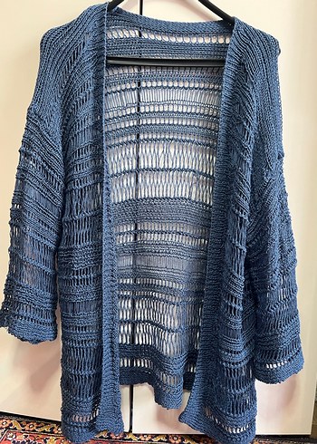 Bohem indigo  Örgü Kadın Hırka - Görsel 5