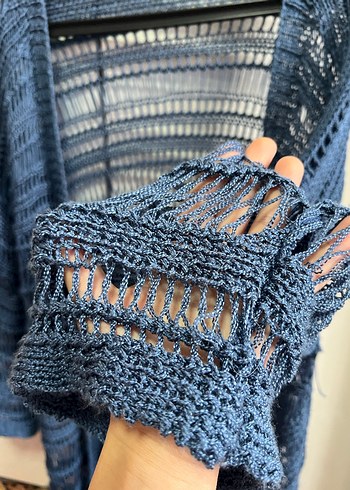 Bohem indigo  Örgü Kadın Hırka - Görsel 2