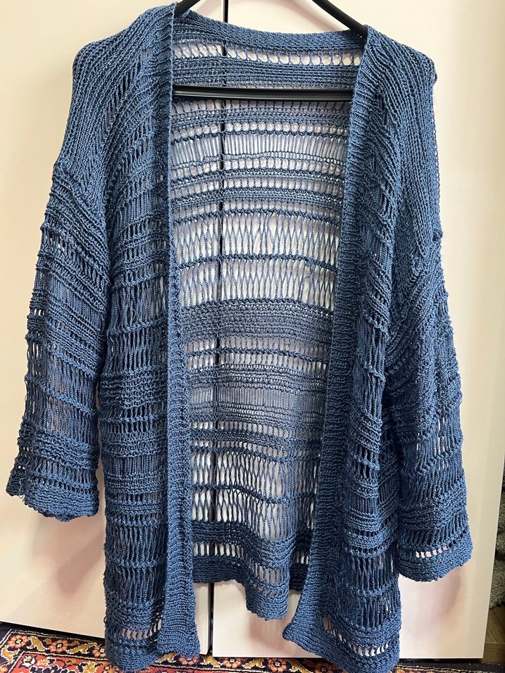 Bohem indigo  Örgü Kadın Hırka - Görsel 5