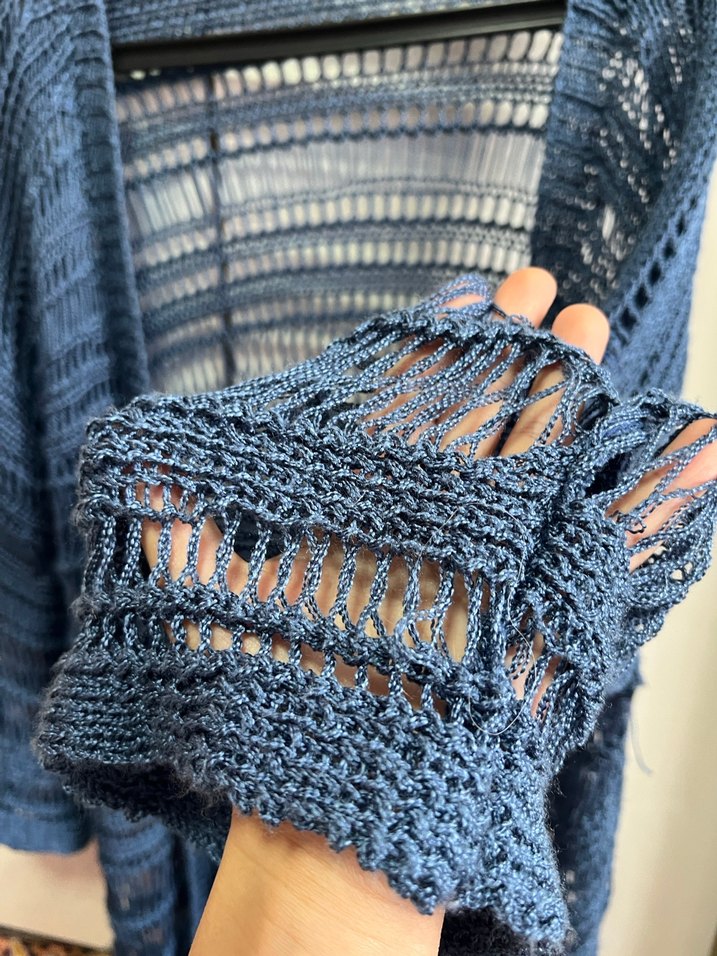 Bohem indigo  Örgü Kadın Hırka - Görsel 2