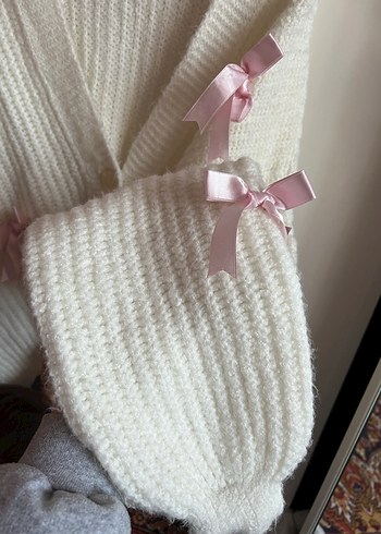 Kadın Beyaz Örgü Hırka Midi Boy - Görsel 5