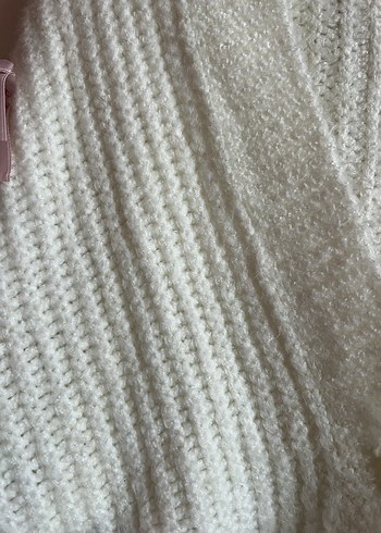 Kadın Beyaz Örgü Hırka Midi Boy - Görsel 4