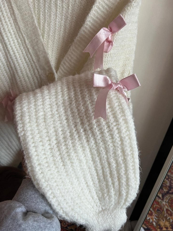 Kadın Beyaz Örgü Hırka Midi Boy - Görsel 5