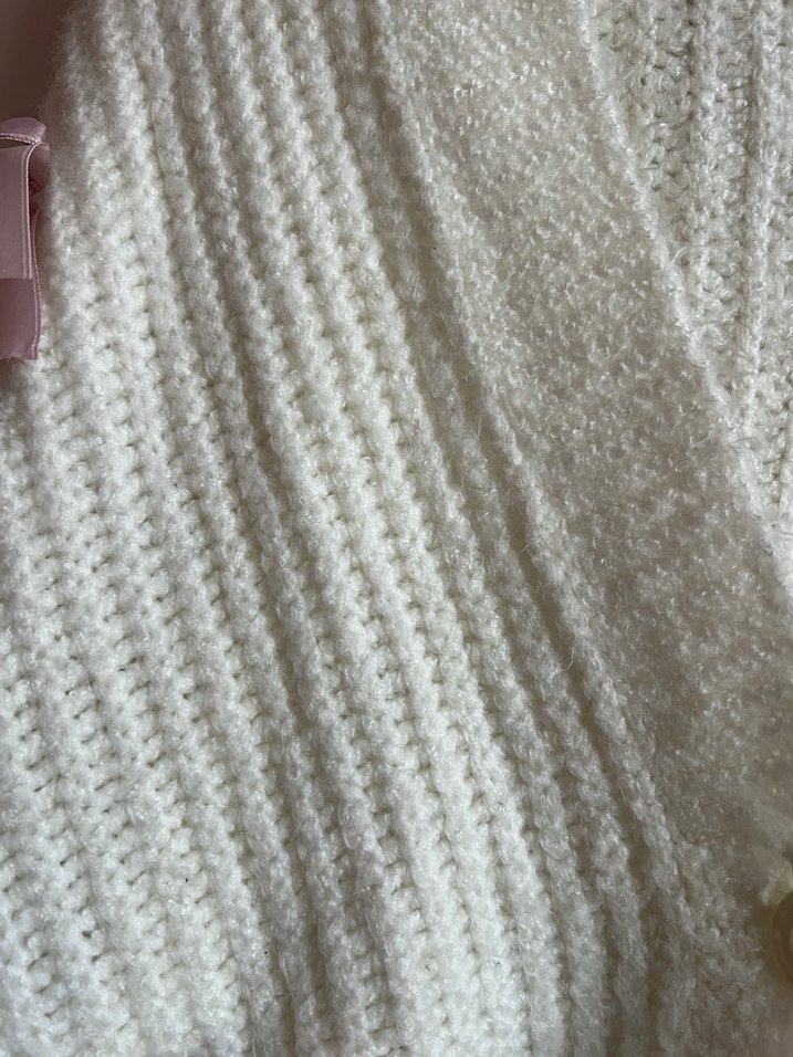 Kadın Beyaz Örgü Hırka Midi Boy - Görsel 4