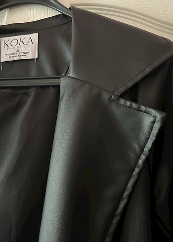 Kadın Siyah Deri Gotik Uzun Trençkot - Görsel 5