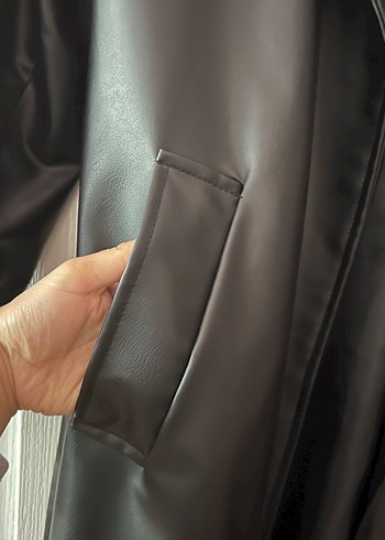 Kadın Siyah Deri Gotik Uzun Trençkot - Görsel 8