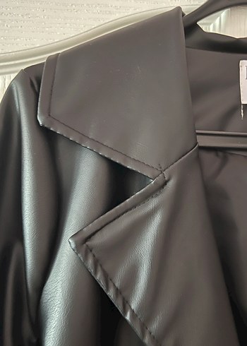 Kadın Siyah Deri Gotik Uzun Trençkot - Görsel 4