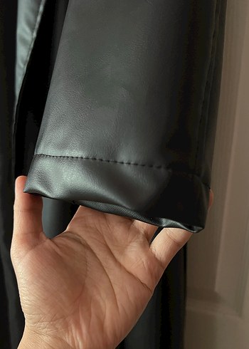 Kadın Siyah Deri Gotik Uzun Trençkot - Görsel 7