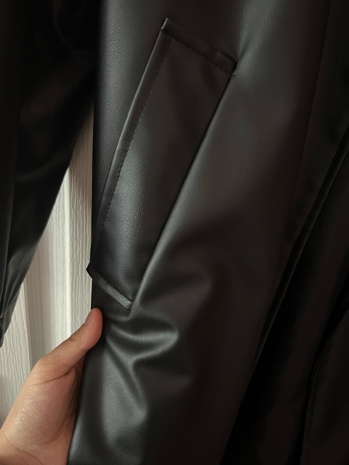 Kadın Siyah Deri Gotik Uzun Trençkot - Görsel 3