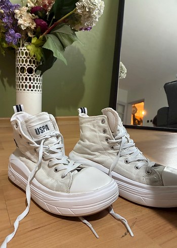USPA Beyaz Kadın Spor Yüksek Topuklu Sneakers - Görsel 2