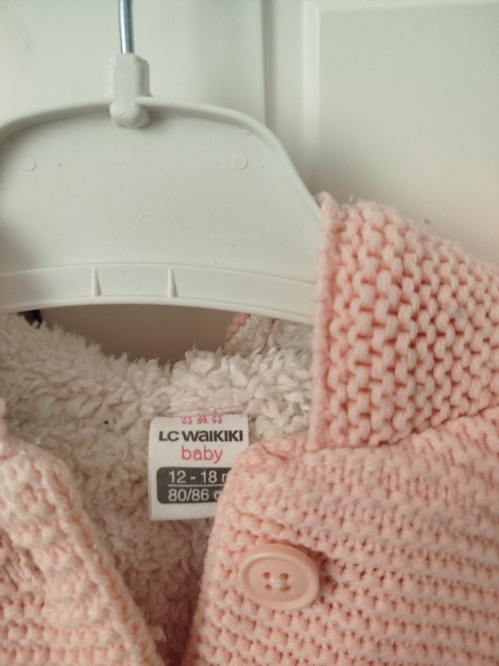 Kız Çocuk Kapüşonlu Beyaz Peluş Yelek - Görsel 4