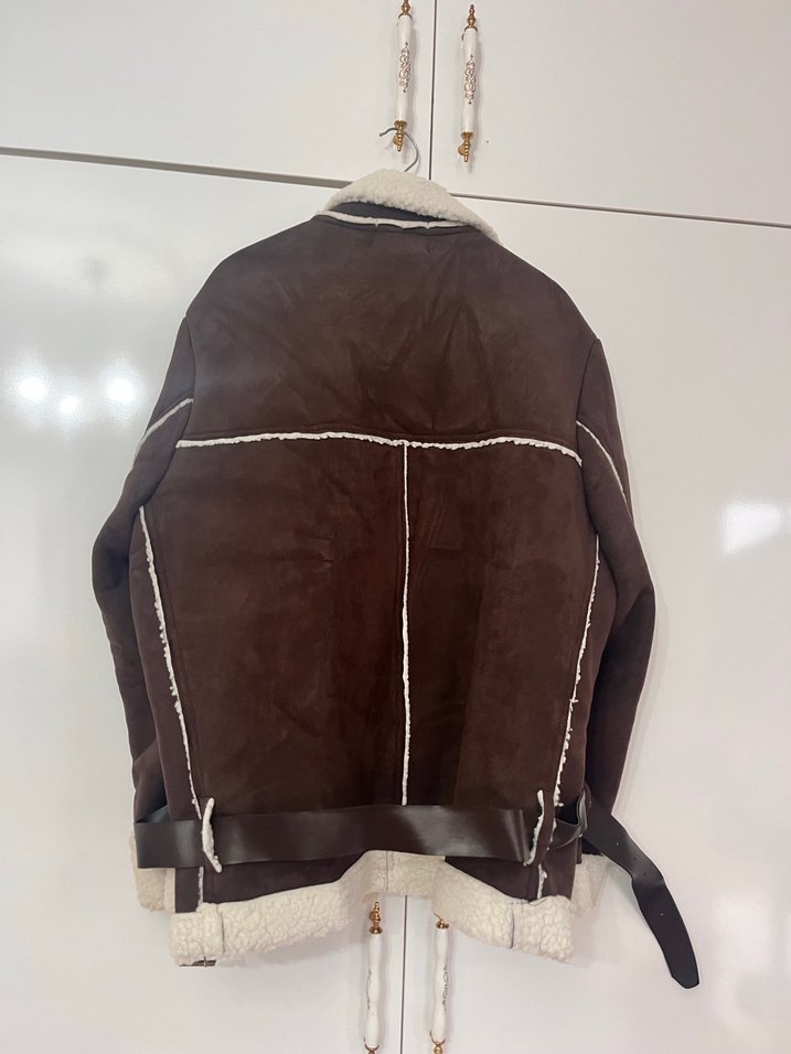 Kahverengi Kürklü Süet Kadın Ceket - Görsel 2