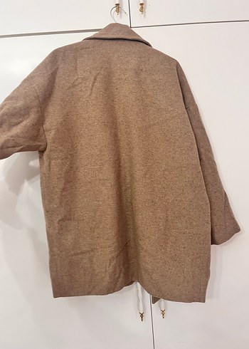 Düğmeli Kahverengi Midi Yün Kadın Kaban - Görsel 2