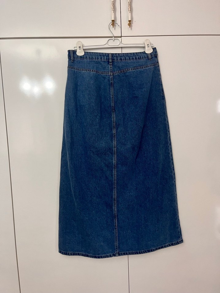 Mavi Midi Denim Etek - Görsel 2
