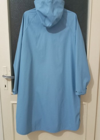 Kadın Mavi Midi Yağmurluk Kemerli - Görsel 4