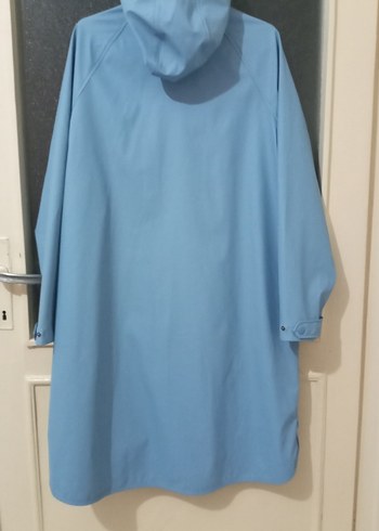 Kadın Mavi Midi Yağmurluk Kemerli - Görsel 5