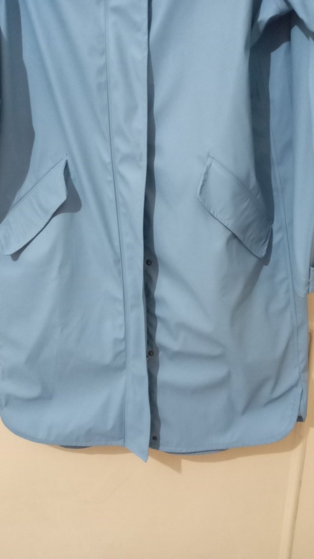 Kadın Mavi Midi Yağmurluk Kemerli - Görsel 3